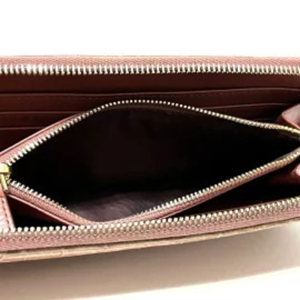 Miu Miu Long Wallet Embossed Leather Round Zipper Pink Beige Cream - Picture 4 of 6